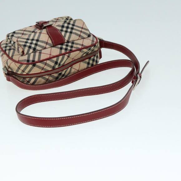 Burberry Nova Check Blue Label Shoulder Bag Nylon Beige Red Silver - Picture 7 of 16